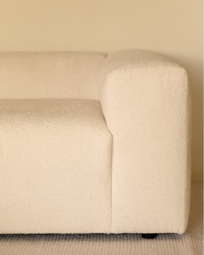 Sofá de 4 módulos com curva bouclé branco 410x110cm