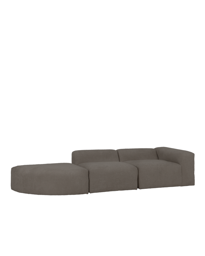 Sofá de 3 módulos com curva bouclé cinza escuro 320x110cm