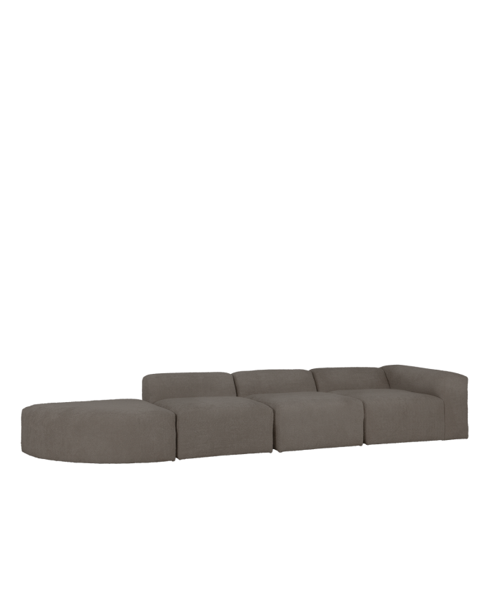 Sofá 4 módulos curva bouclé cinza escuro 410x110cm