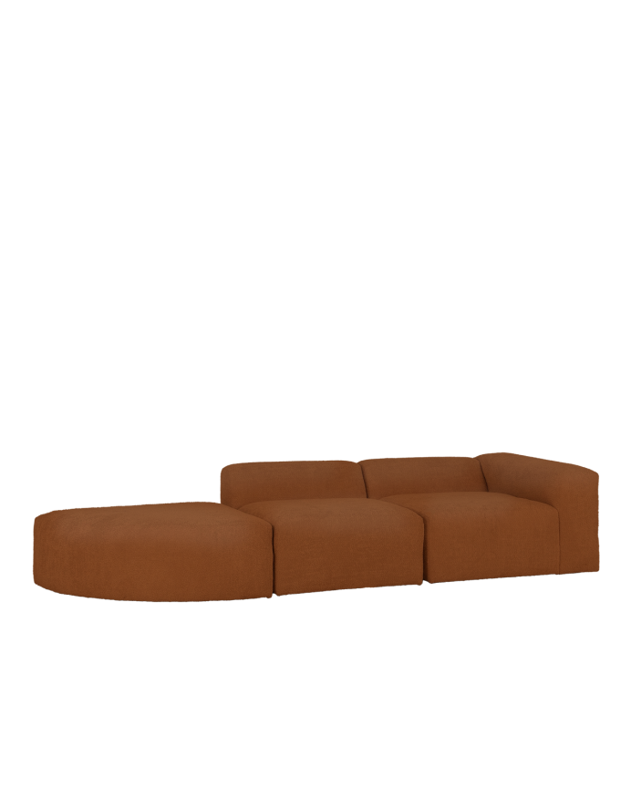 Sofá de 3 módulos com curva bouclé cobre 320x110cm