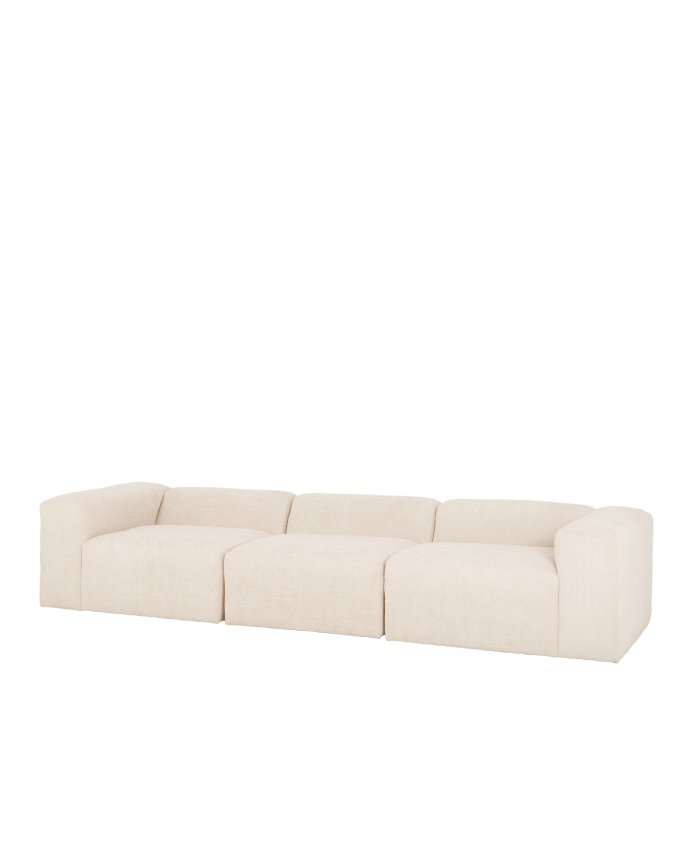 Sofá bouclé branco 3 módulos 330x110cm