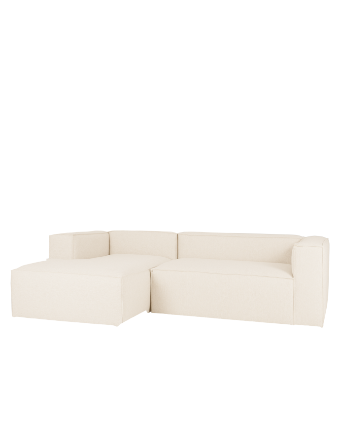 Sofá com chaise longue cor branco quebrado em várias medidas