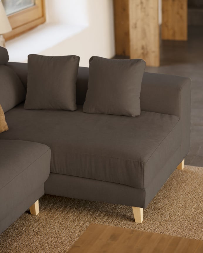 Sofá com chaise longue de cor cinza escuro de várias medidas