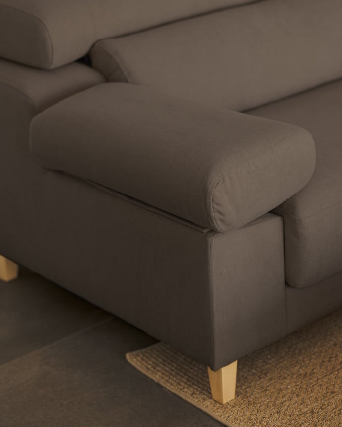 Sofá com chaise longue de cor cinza escuro de várias medidas