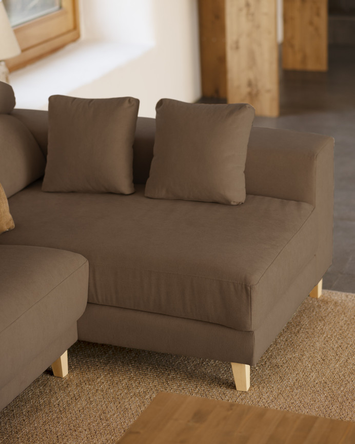 Sofá com chaise longue de cor marrom taupe em várias medidas