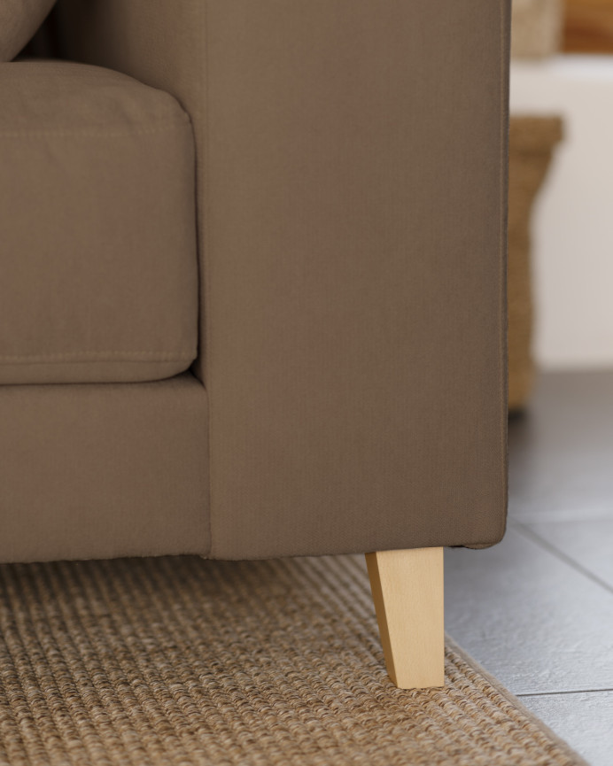 Sofá com chaise longue de cor marrom taupe em várias medidas