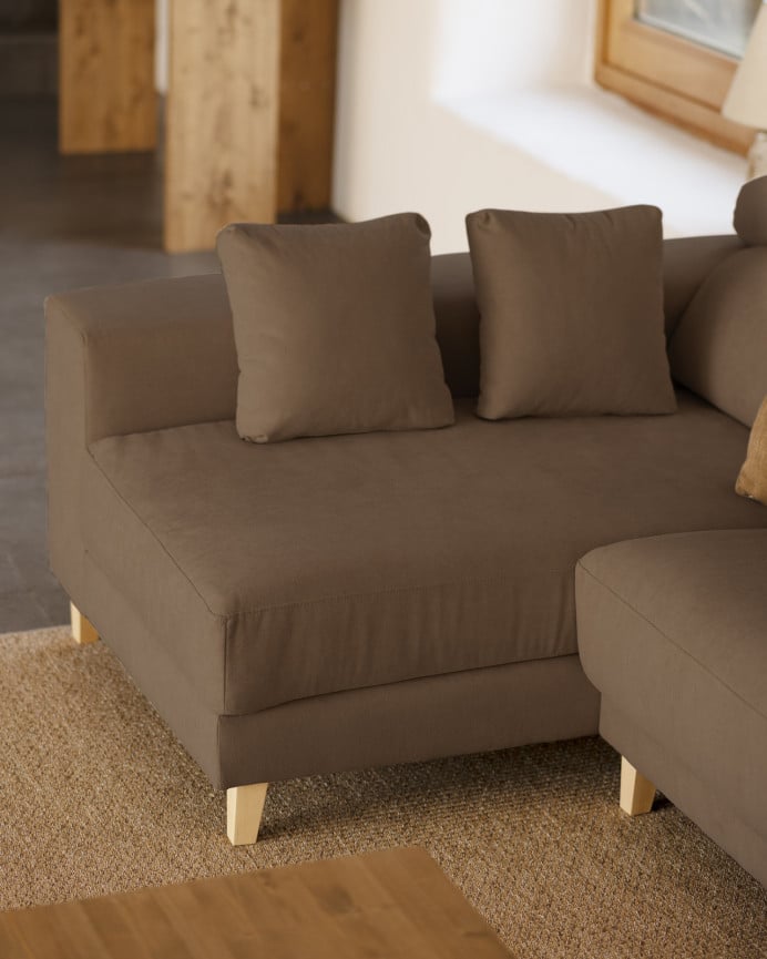 Sofá com chaise longue de cor marrom topo de várias medidas