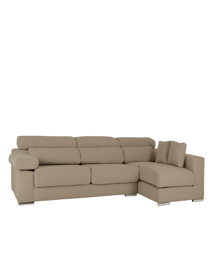 Sofá com chaise longue de cor marrom taupe de várias medidas