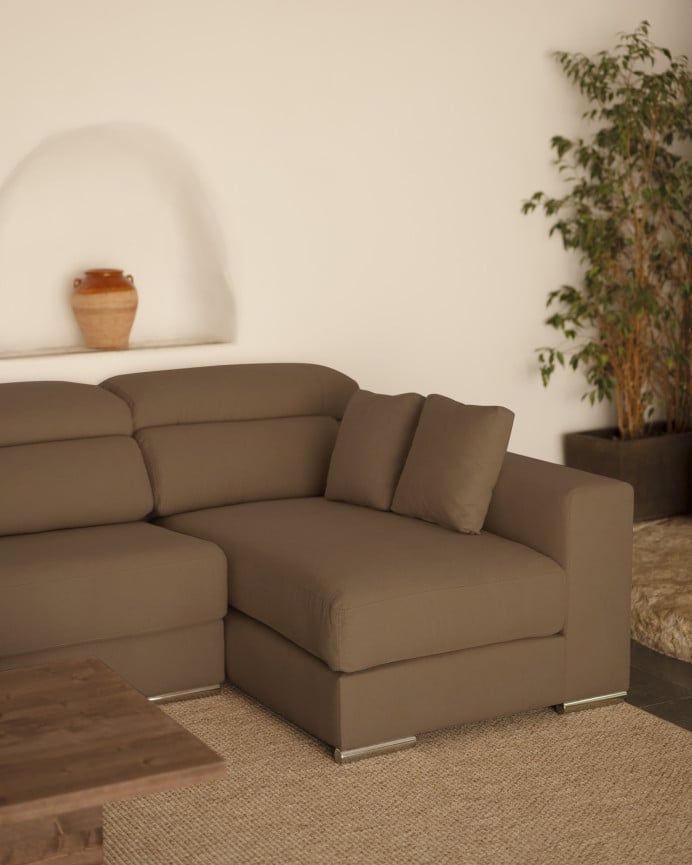 Sofá com chaise longue de cor marrom taupe de várias medidas