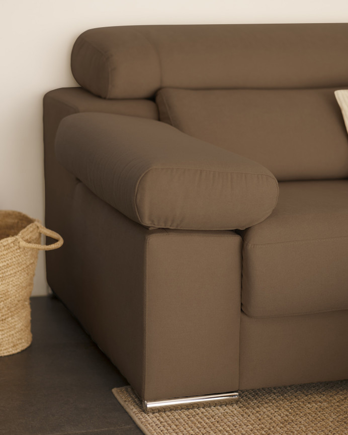 Sofá com chaise longue de cor marrom taupe de várias medidas