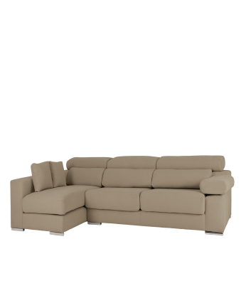 Sofá com chaise longue de cor marrom-taupe em várias medidas