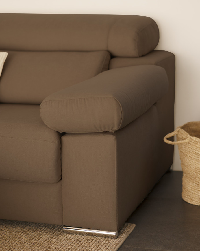 Sofá com chaise longue de cor marrom-taupe em várias medidas