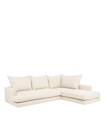 Sofá com chaise longue direito tom branco quebrado em vários tamanhos