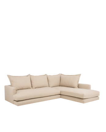 Sofá com chaise longue direito tom bege em vários tamanhos