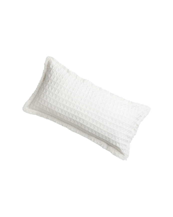 Capa de almofada de algodão com padrão colmeia cor branca 30x60cm