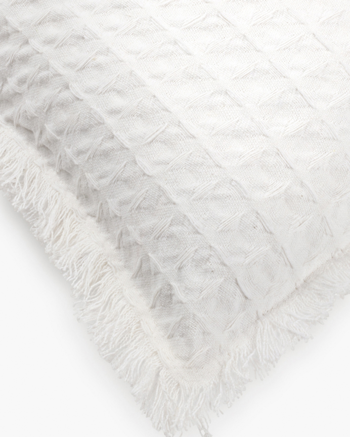 Capa de almofada de algodão com padrão colmeia cor branca 30x60cm