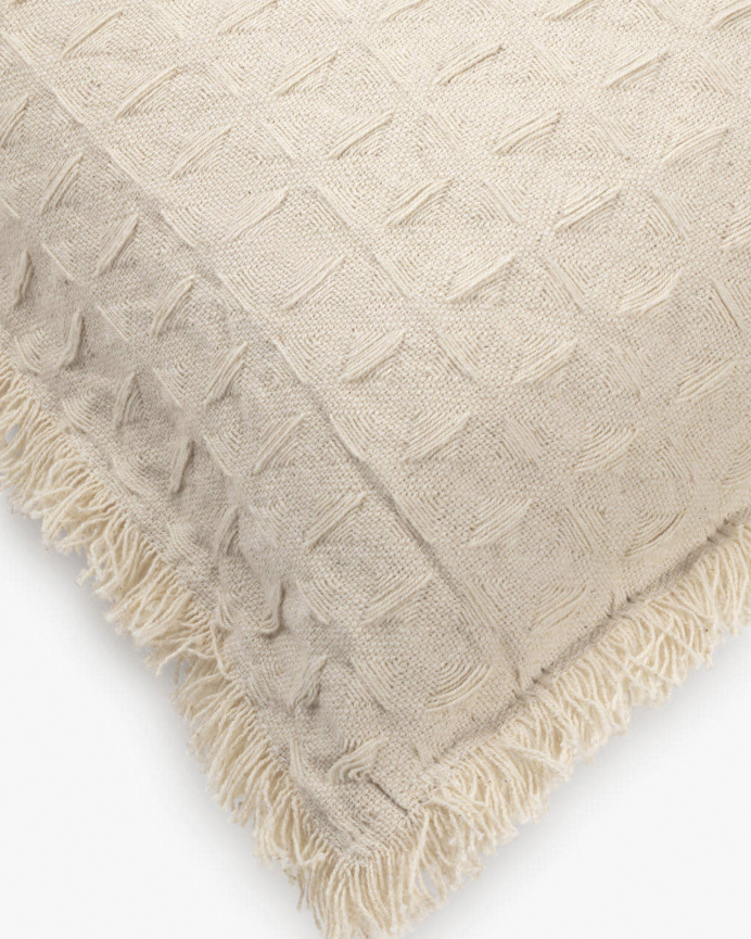 Capa de almofada de algodão com padrão colmeia cor cru 30x60cm