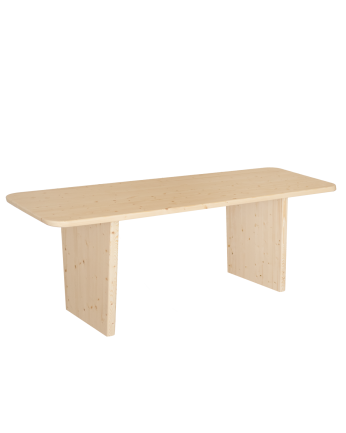 Mesa de jantar em madeira maciça em tom natural de vários tamanhos