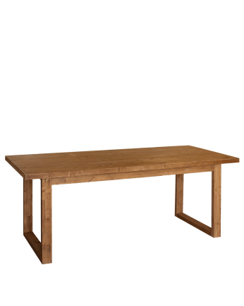 Mesa de jantar em madeira maciça em tom de carvalho escuro de vários tamanhos