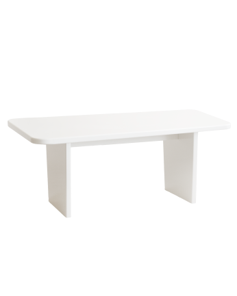 Mesa de jantar em madeira maciça com laca brilhante em branco em vários tamanhos