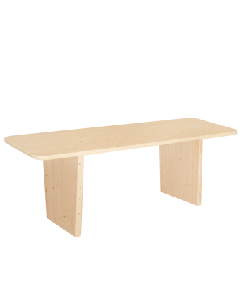 Mesa de jantar em madeira maciça em tom natural de vários tamanhos