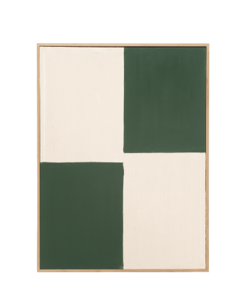 Quadro verde e branco decorativo sobre algodão com moldura de madeira pintada à mão com tinta a óleo em vários tamanhos
