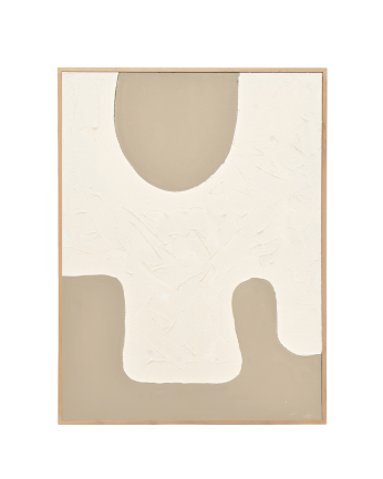 Quadro branco e bege decorativo sobre algodão com moldura de madeira pintada à mão com tinta a óleo em vários tamanhos