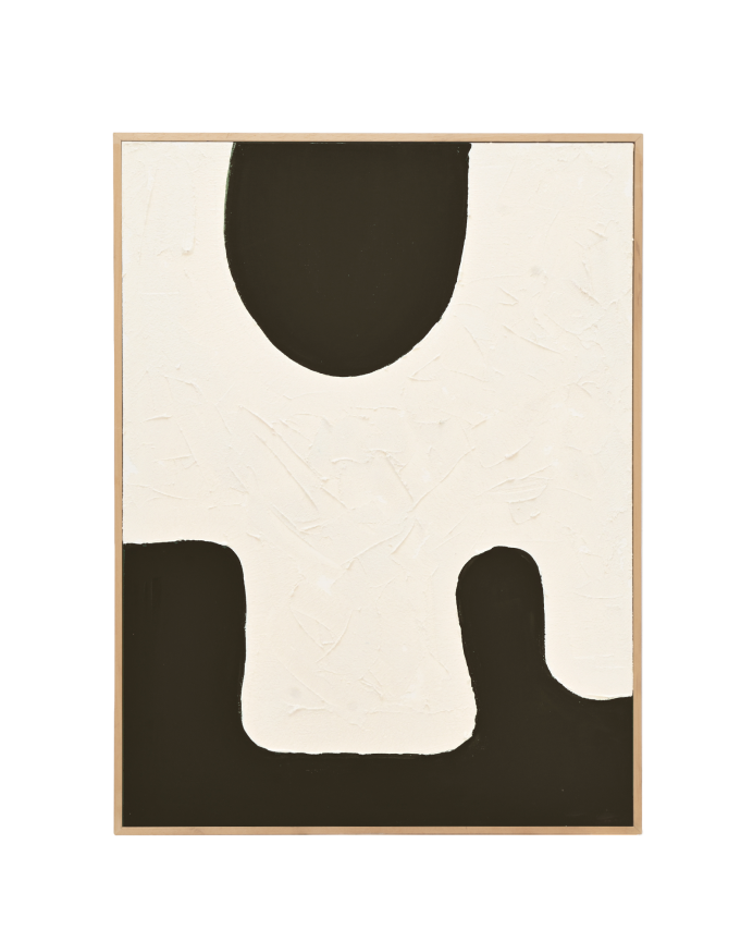 Quadro branco e preto decorativo sobre algodão com moldura de madeira pintada à mão com tinta a óleo em vários tamanhos