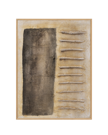 Quadro bege e preto decorativo sobre tela de algodão com moldura de madeira pintada à mão com tinta a óleo em vários tamanhos