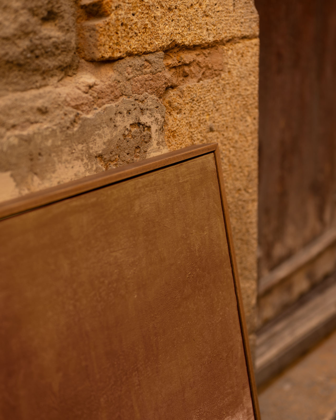 Quadro terracota decorativo em tela de algodão com moldura de madeira pintada à mão com tinta a óleo vários tamanhos