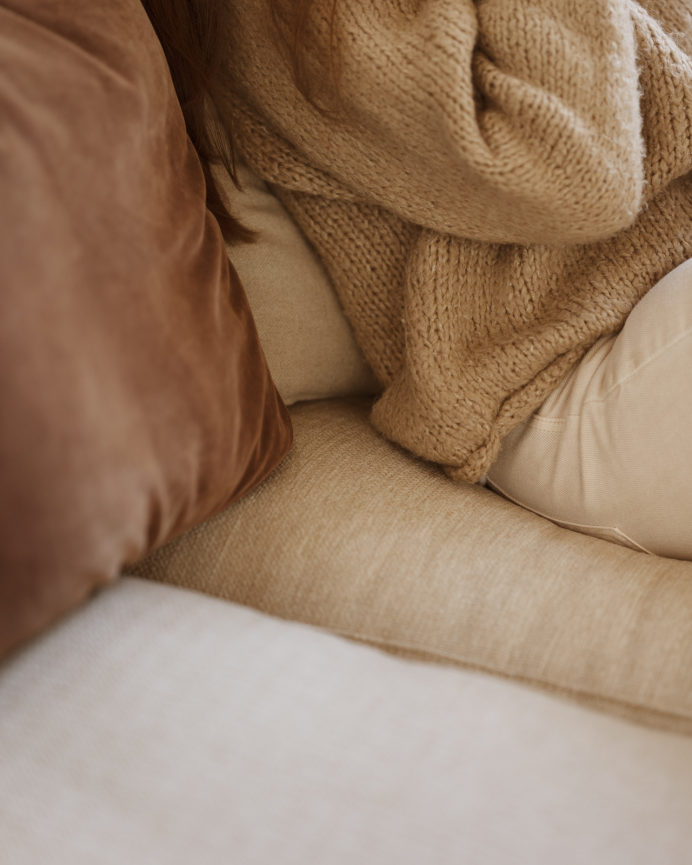 Sofá com chaise longue direito tom bege em vários tamanhos