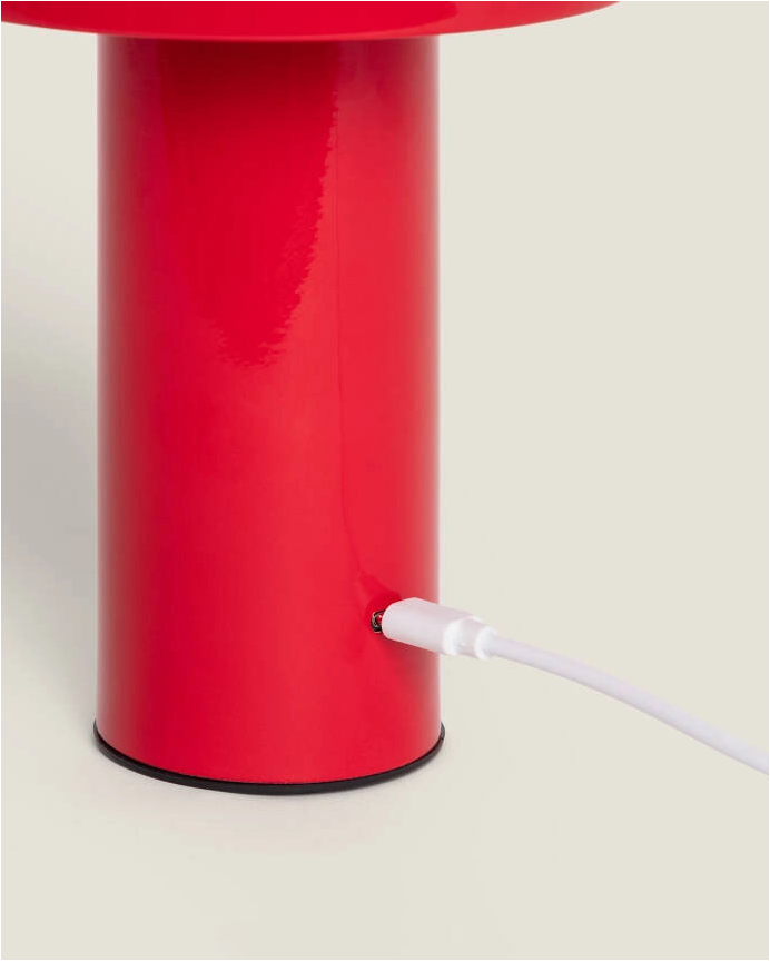 Candeeiro de mesa de metal vermelho 21cm